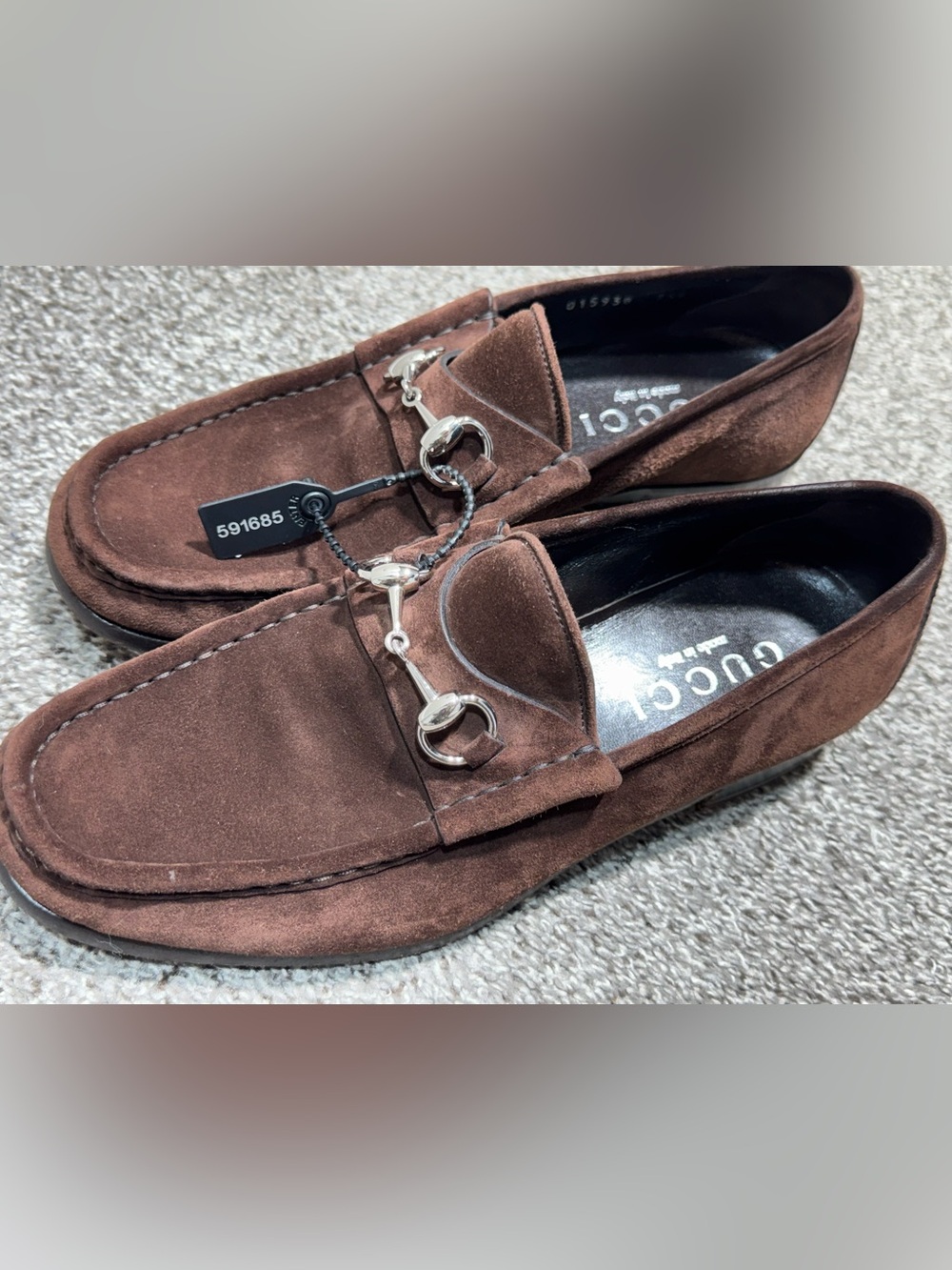GUCCI Horsebit Suede Loafers Brown Mens 9.5 D Made in Italy Slip On Shoes - Picture 14 of 16